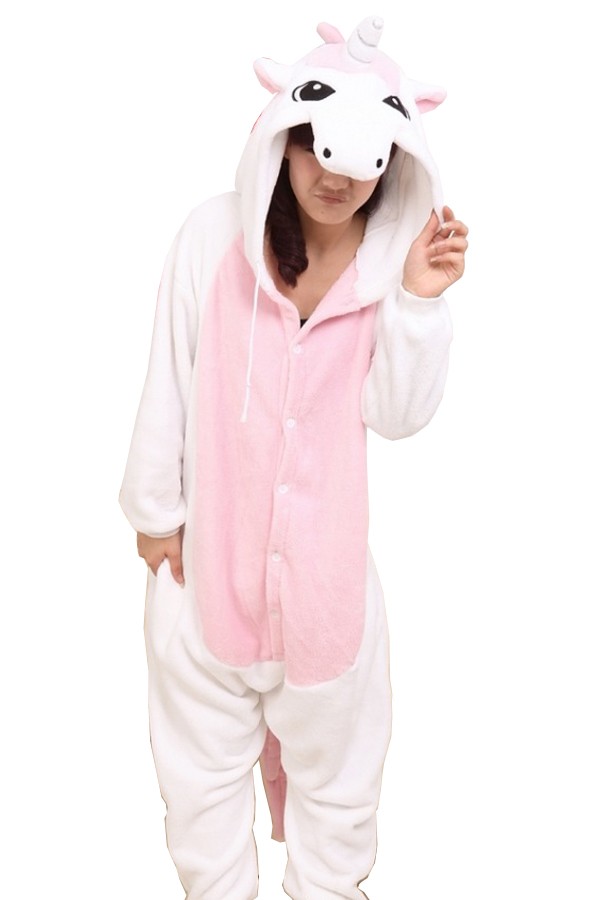 Mascot Costumes Kigurumi Pink and White Unicorn Costume - Click Image to Close